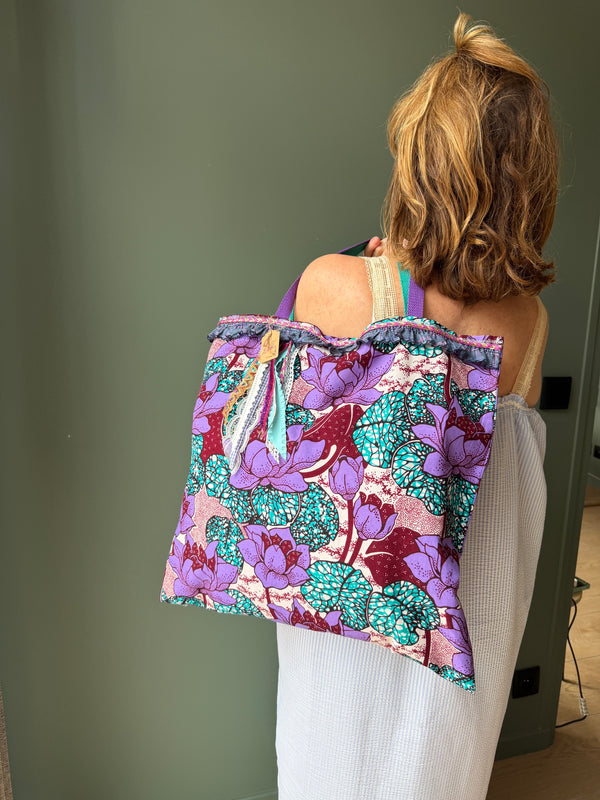 Sac cabas Wax fleurs de lotus