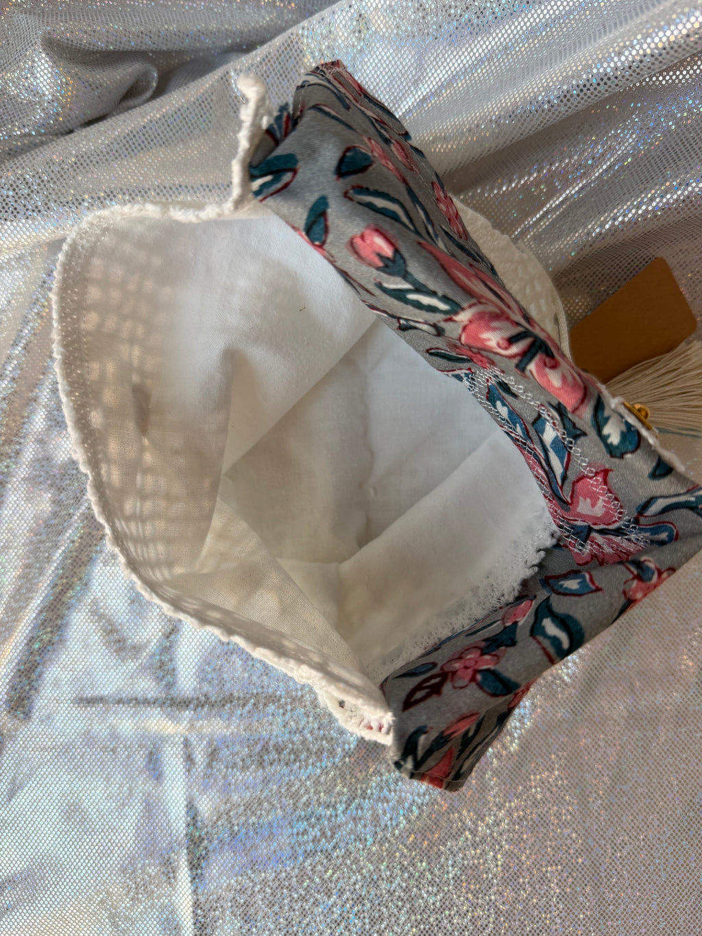 Pochette en dentelle ancienne & coton indien