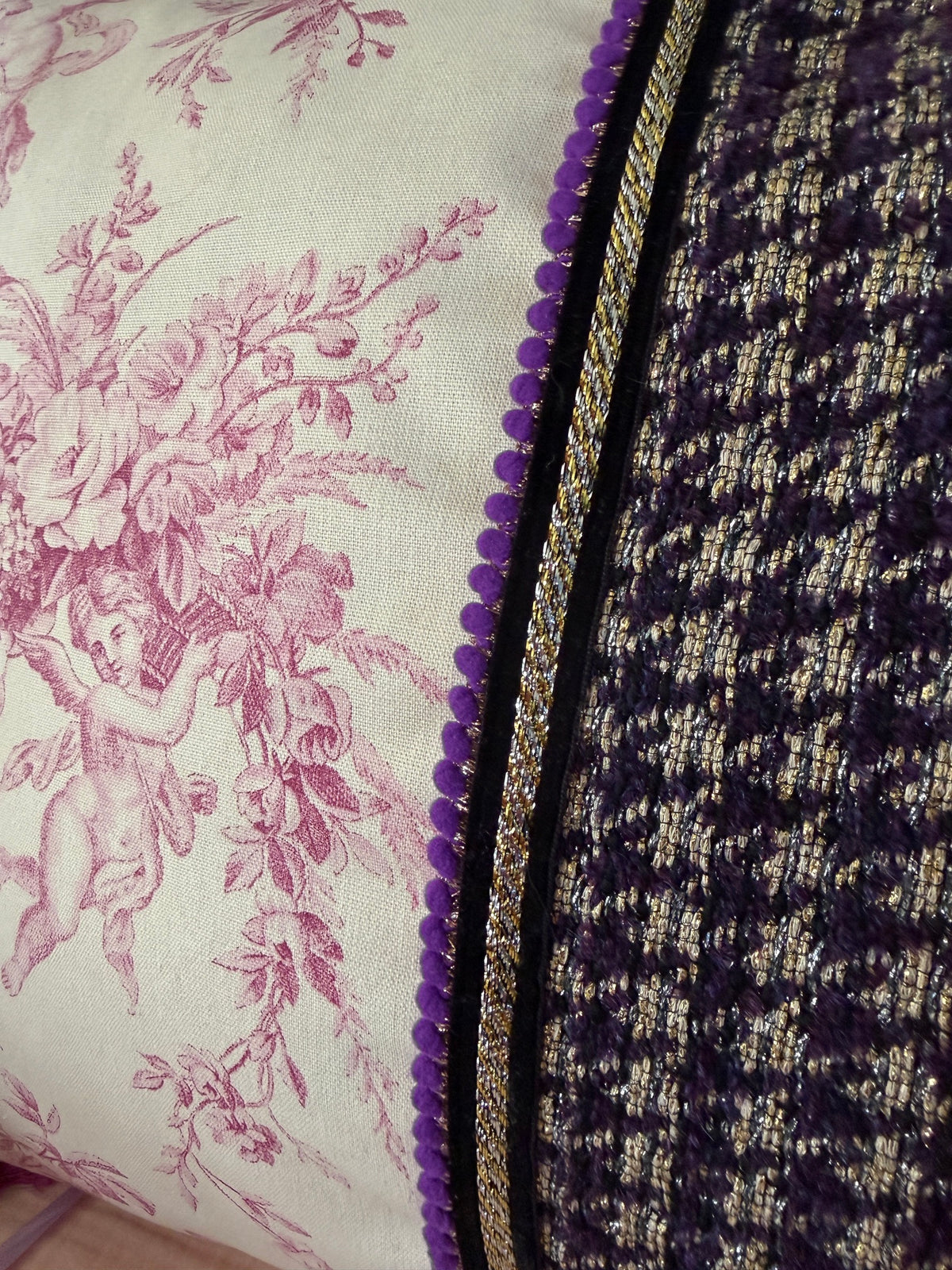 Housse de coussin « Toile de Jouy & Tweed précieux » – pièce unique ✨