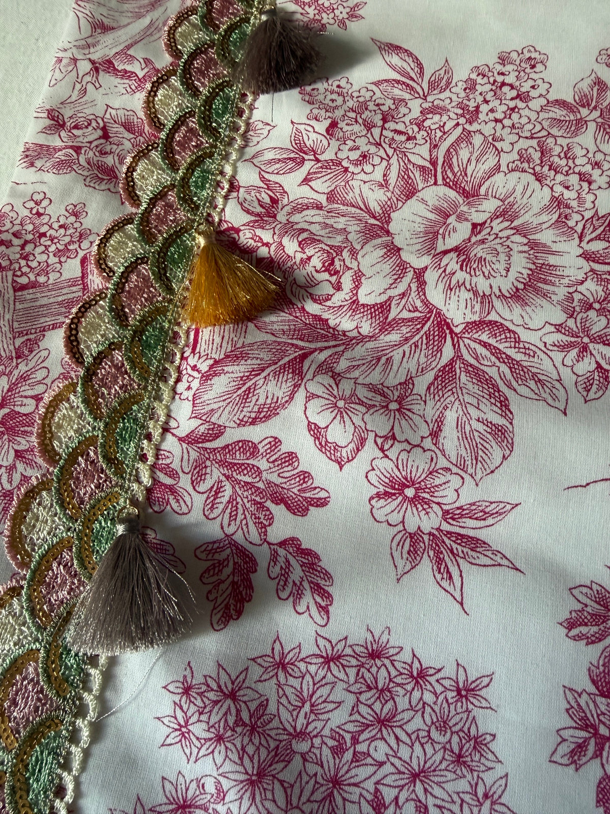 Housse de coussin "Jardin de Jouy" - Piece unique