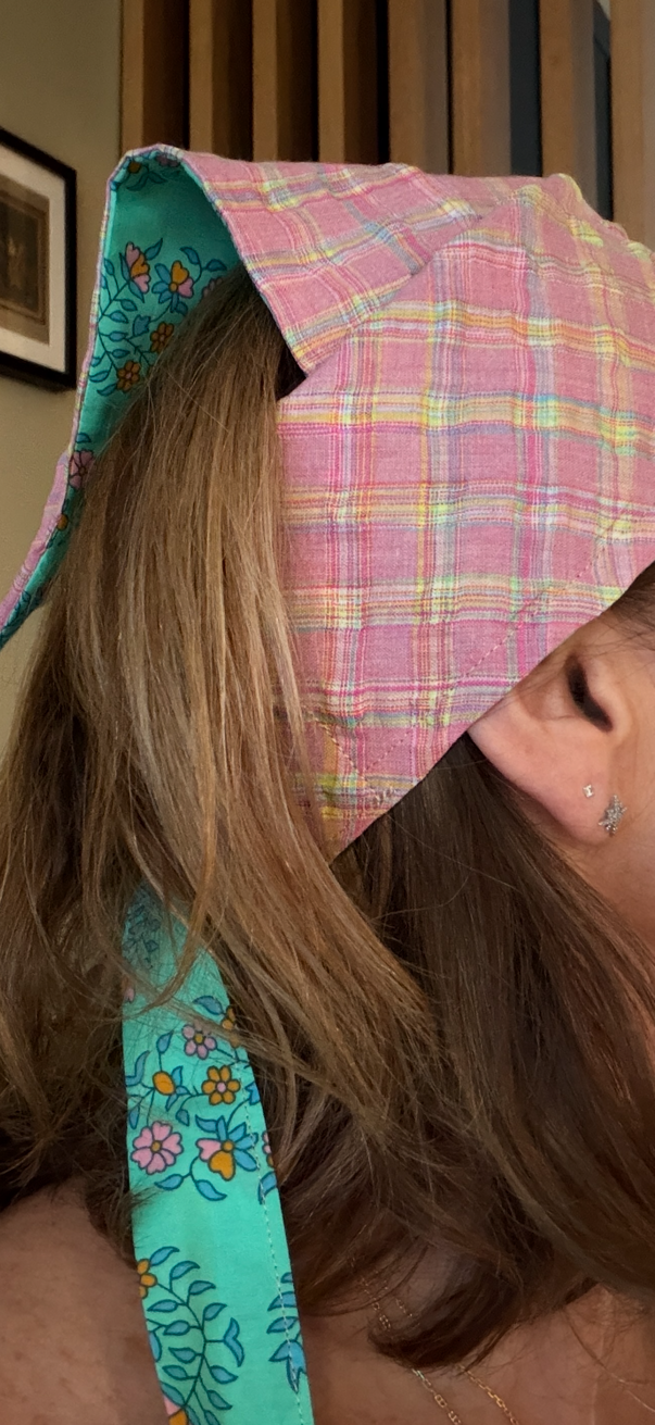 Fichu bandana en tissu - réversible  - pièce unique