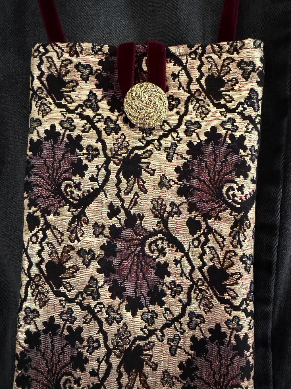 Mini-sac bandoulière en brocart - Bordeaux & Or ✨