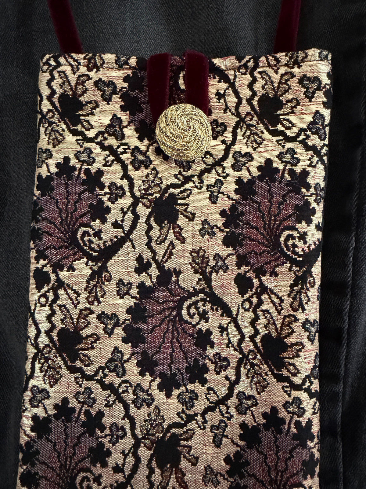 Mini-sac bandoulière en brocart - Bordeaux & Or ✨