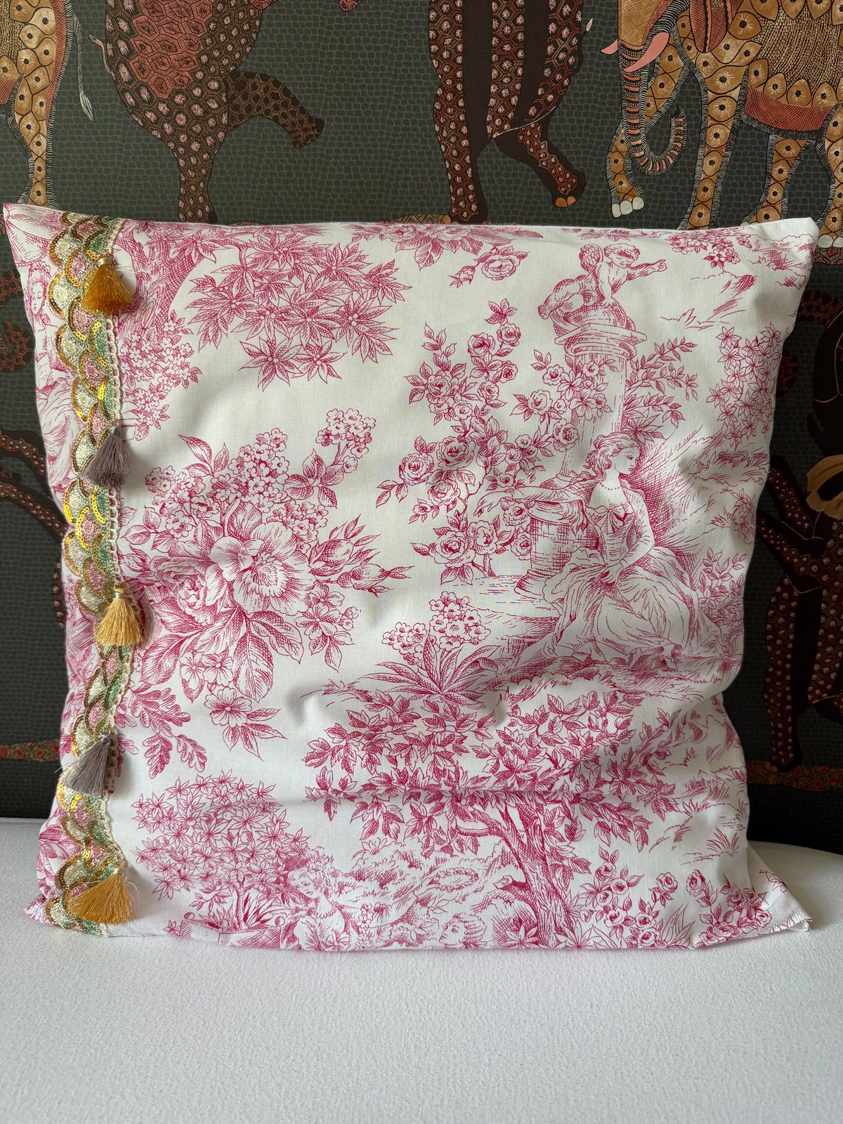Housse de coussin "Jardin de Jouy" - Piece unique