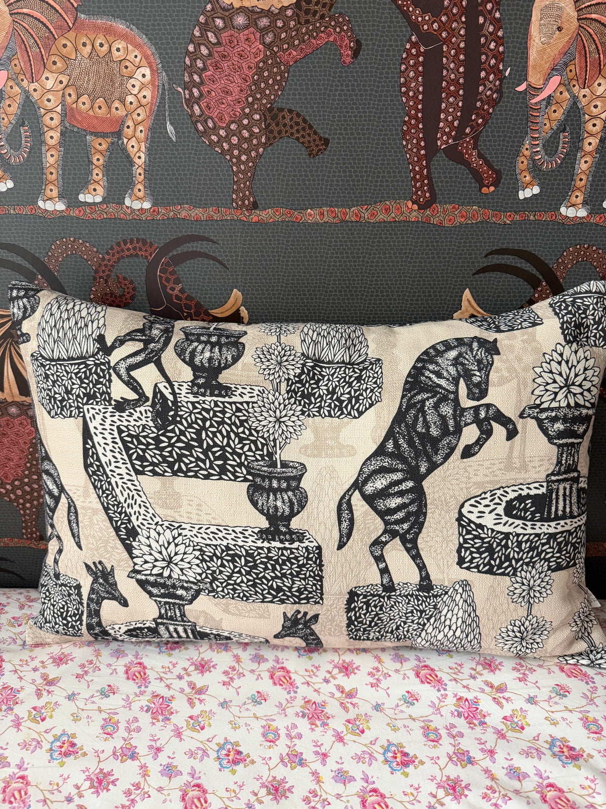 Coussin & sa housse "jardin équestre"