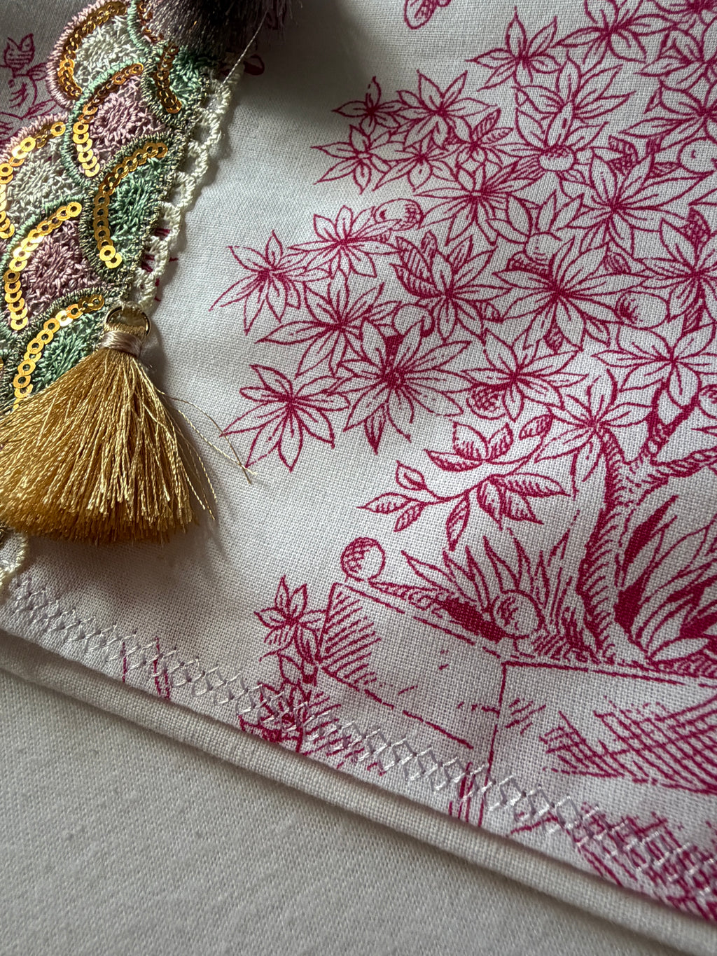 Housse de coussin "Jardin de Jouy" - Piece unique