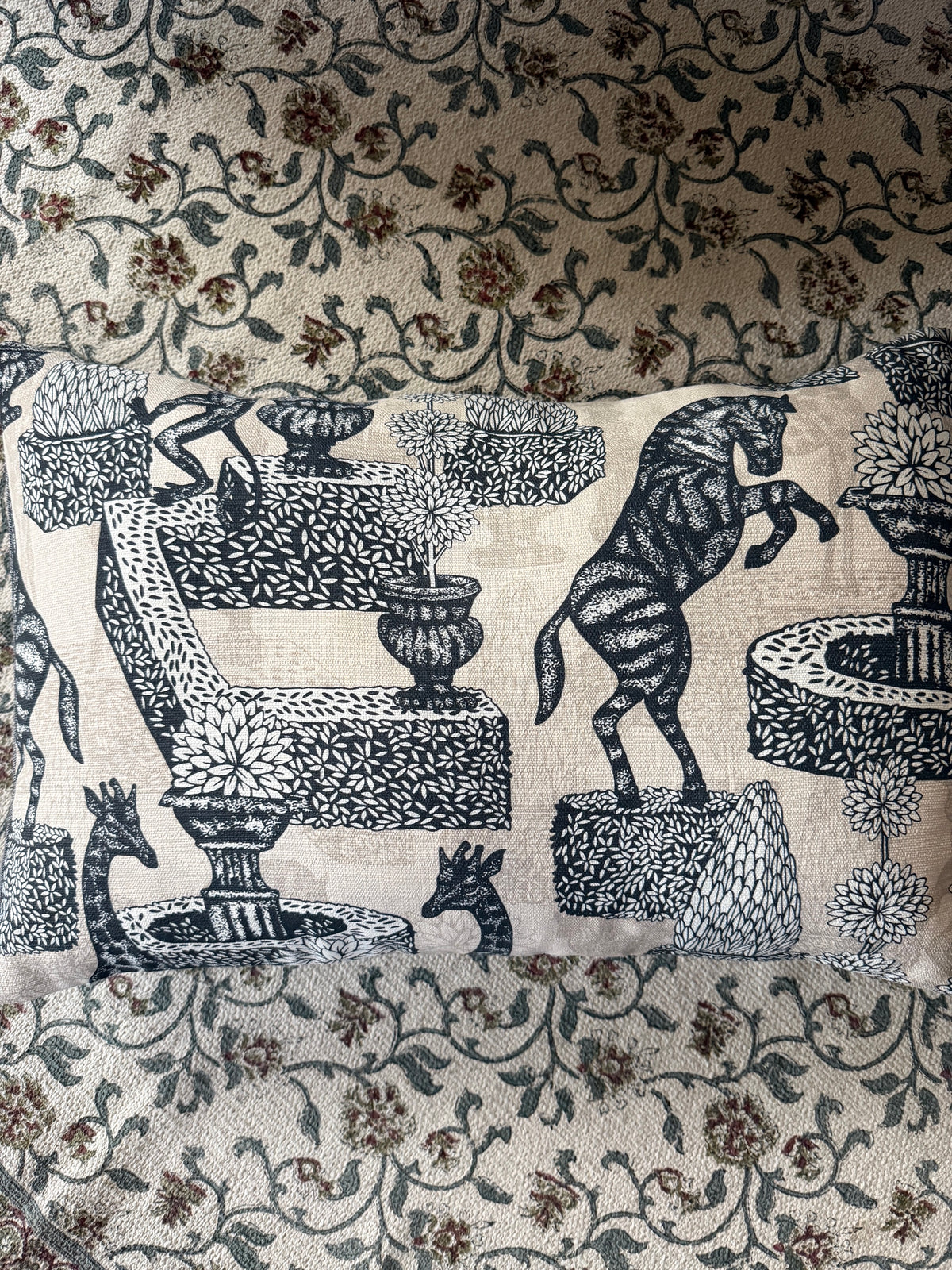 Coussin & sa housse "jardin équestre"