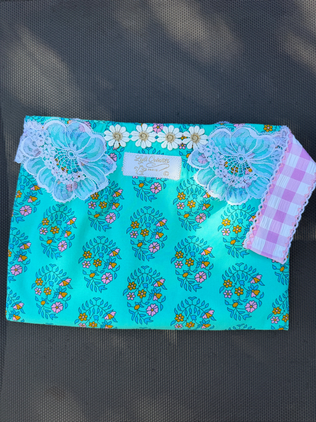 Grande pochette "Jardin turquoise"