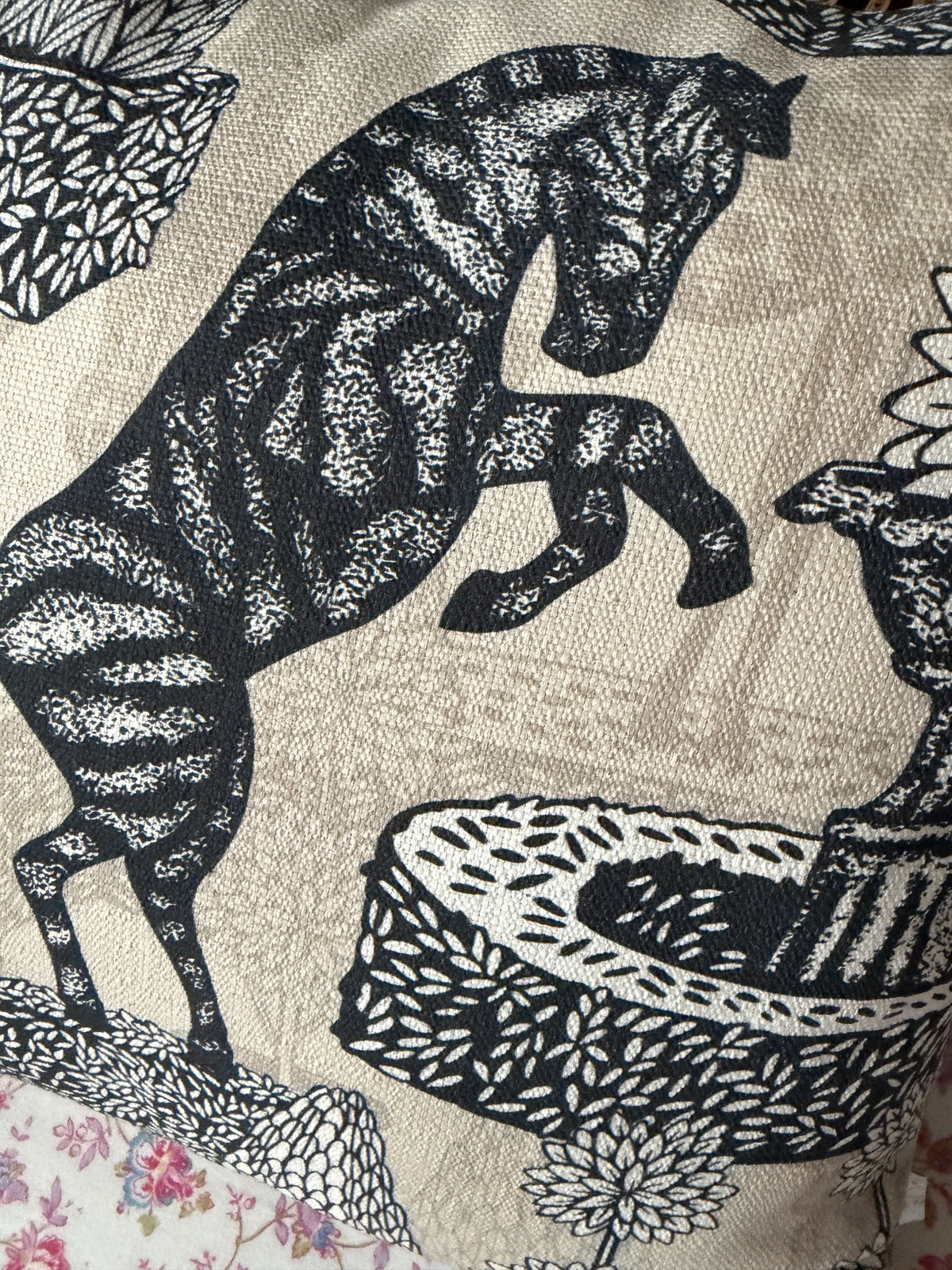 Coussin & sa housse "jardin équestre"