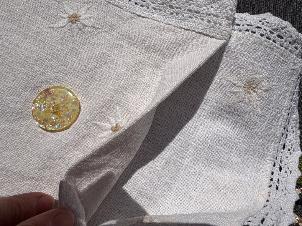 Besace sac linge ancien et fleurs 🌷