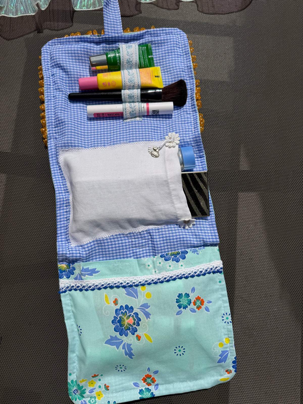 Trousse de toilette nomade - Petit Pan & vichy bleu 🐦
