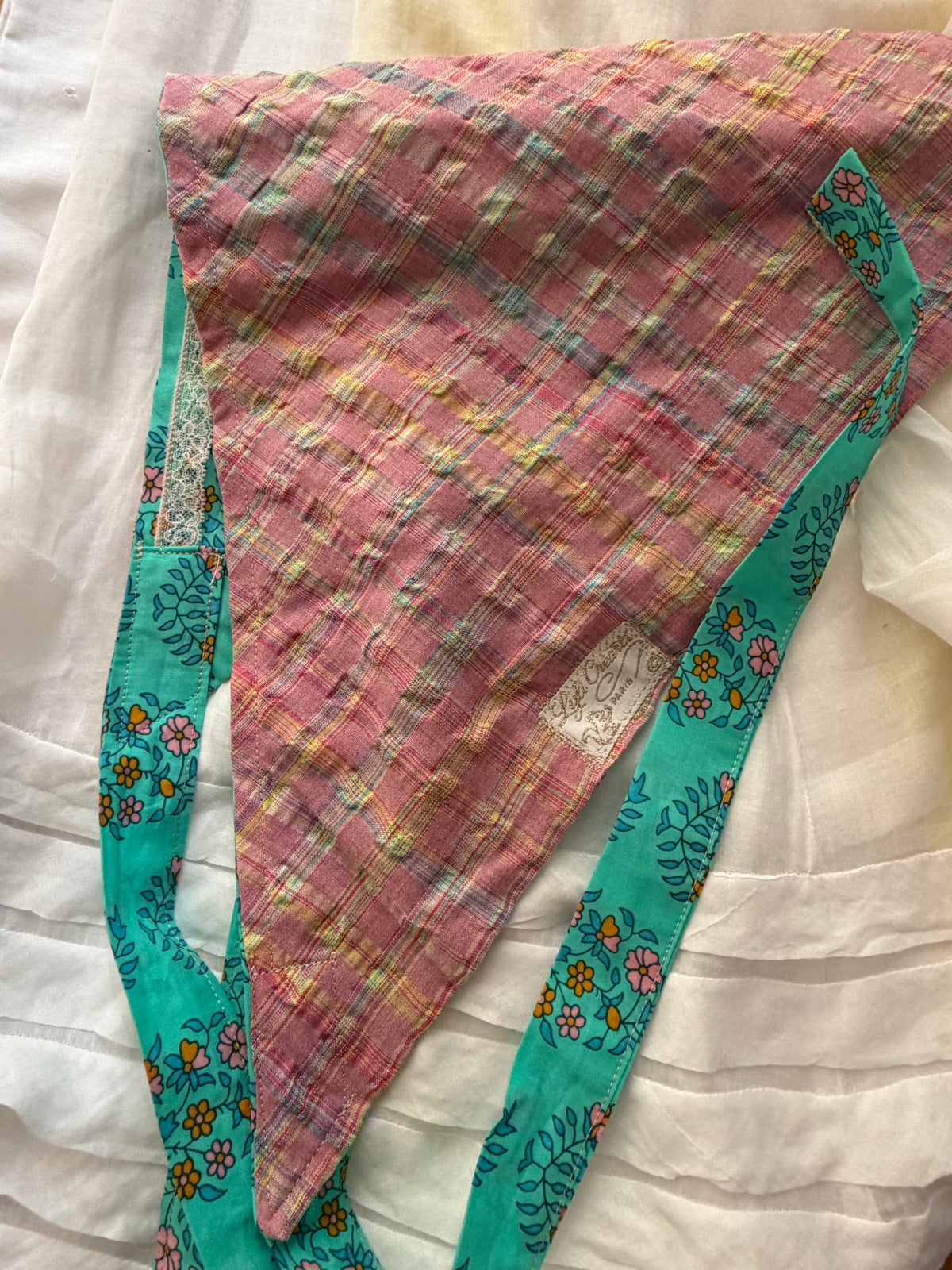 Fichu bandana en tissu - réversible  - pièce unique