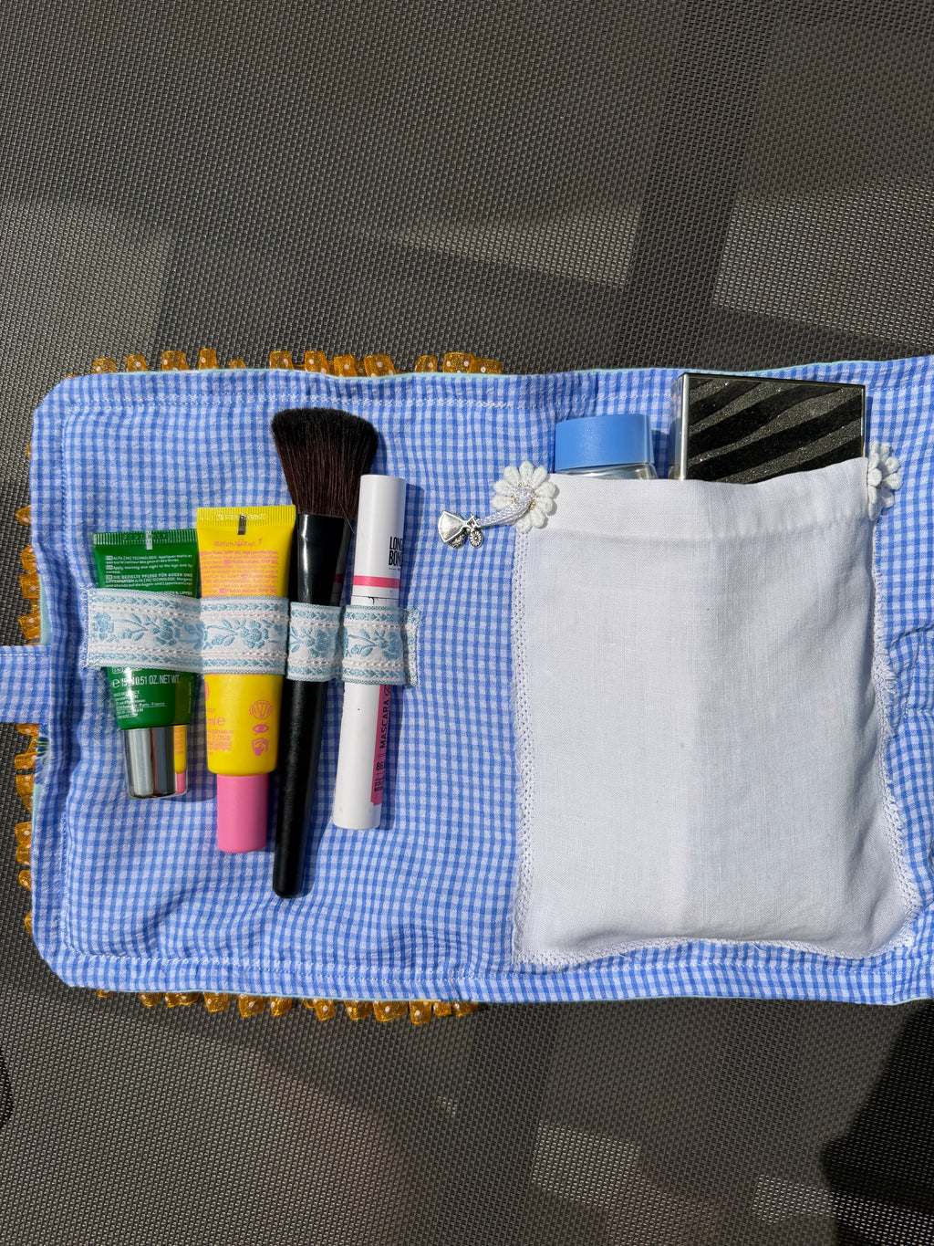 Trousse de toilette nomade - Petit Pan & vichy bleu 🐦