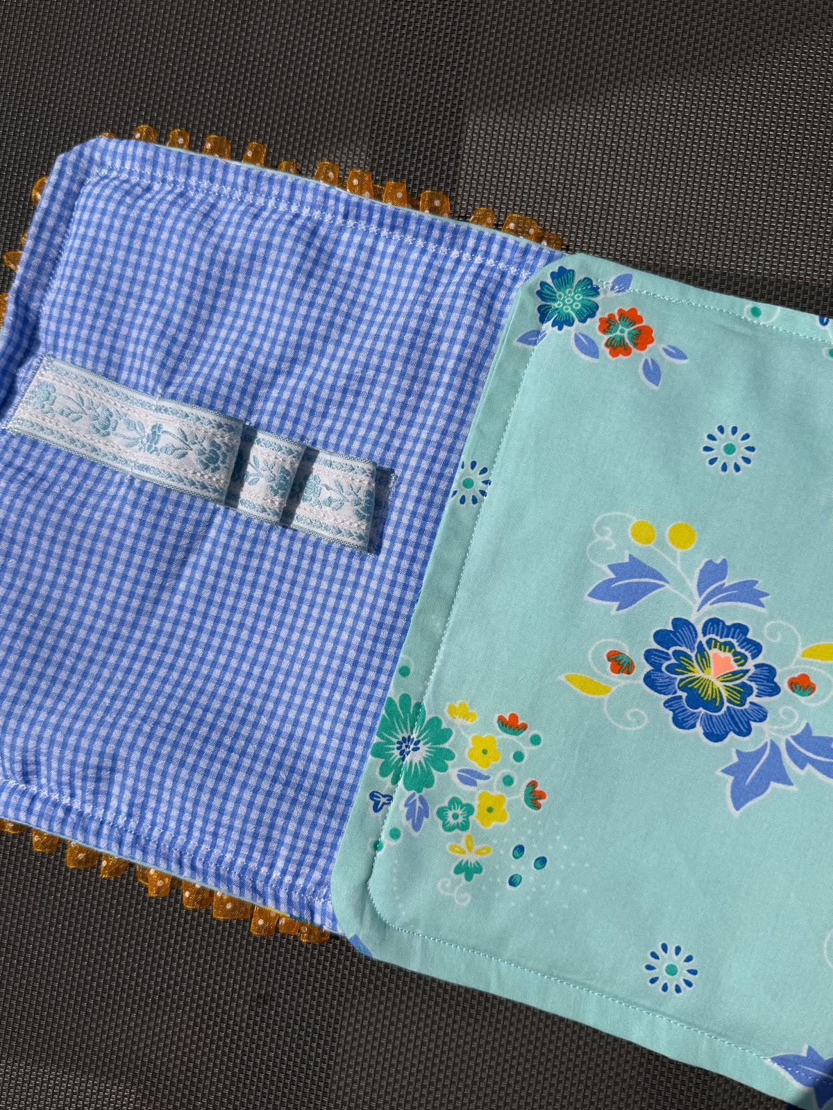 Trousse de toilette nomade - Petit Pan & vichy bleu 🐦