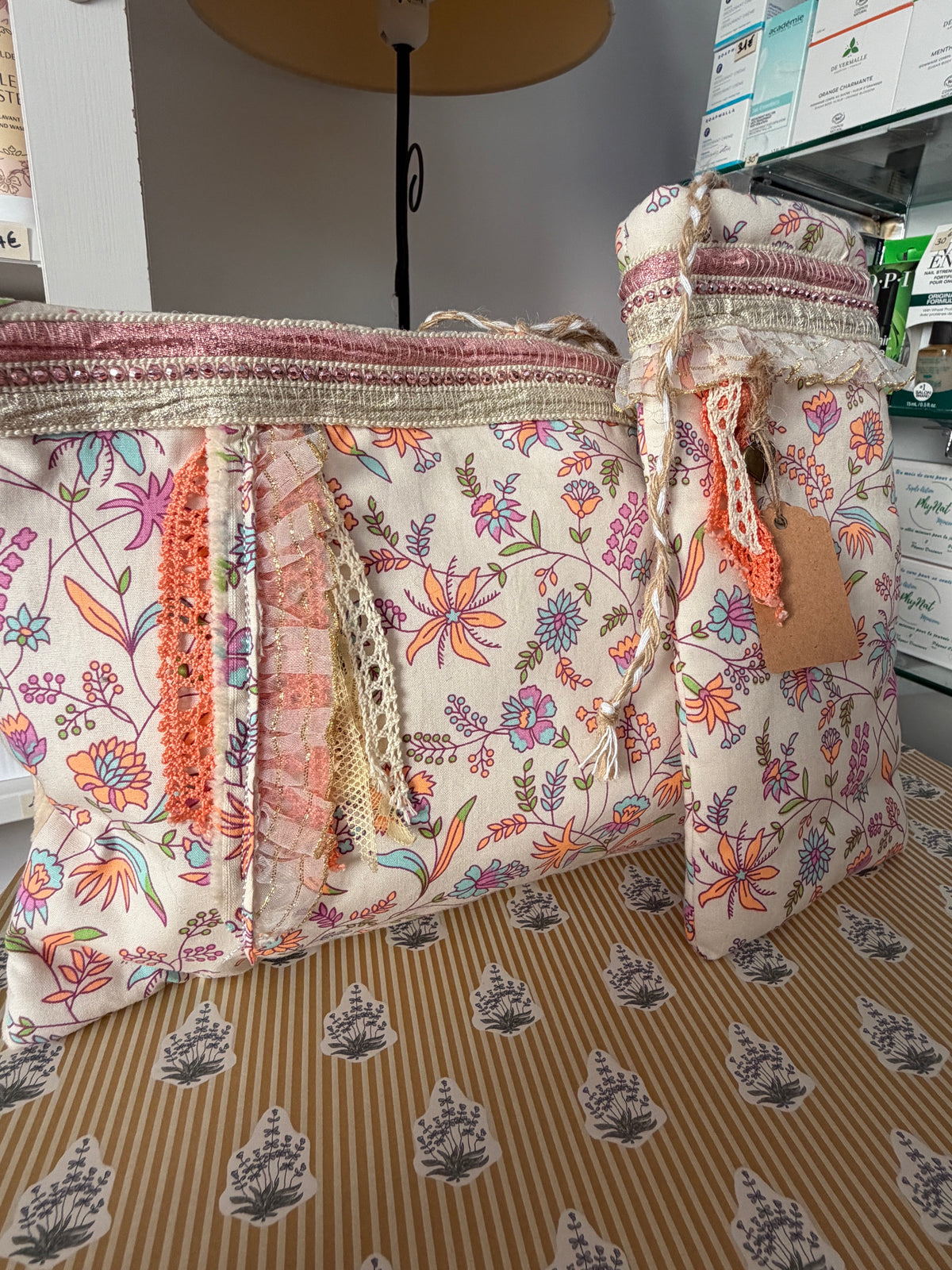 Duo pochette & emporte-parfum – tissu Petit Pan