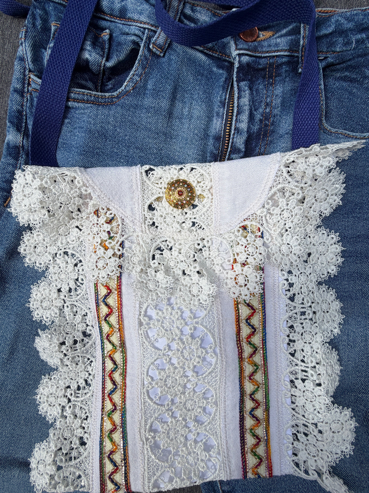 Besace en dentelle ancienne - pièce unique 💙
