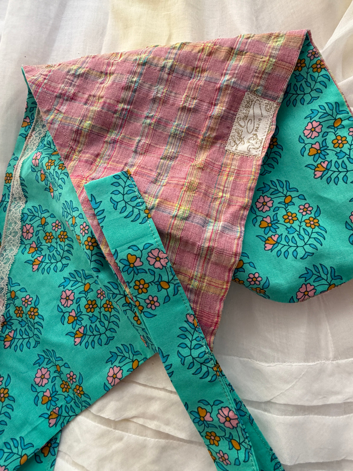 Fichu bandana en tissu - réversible  - pièce unique