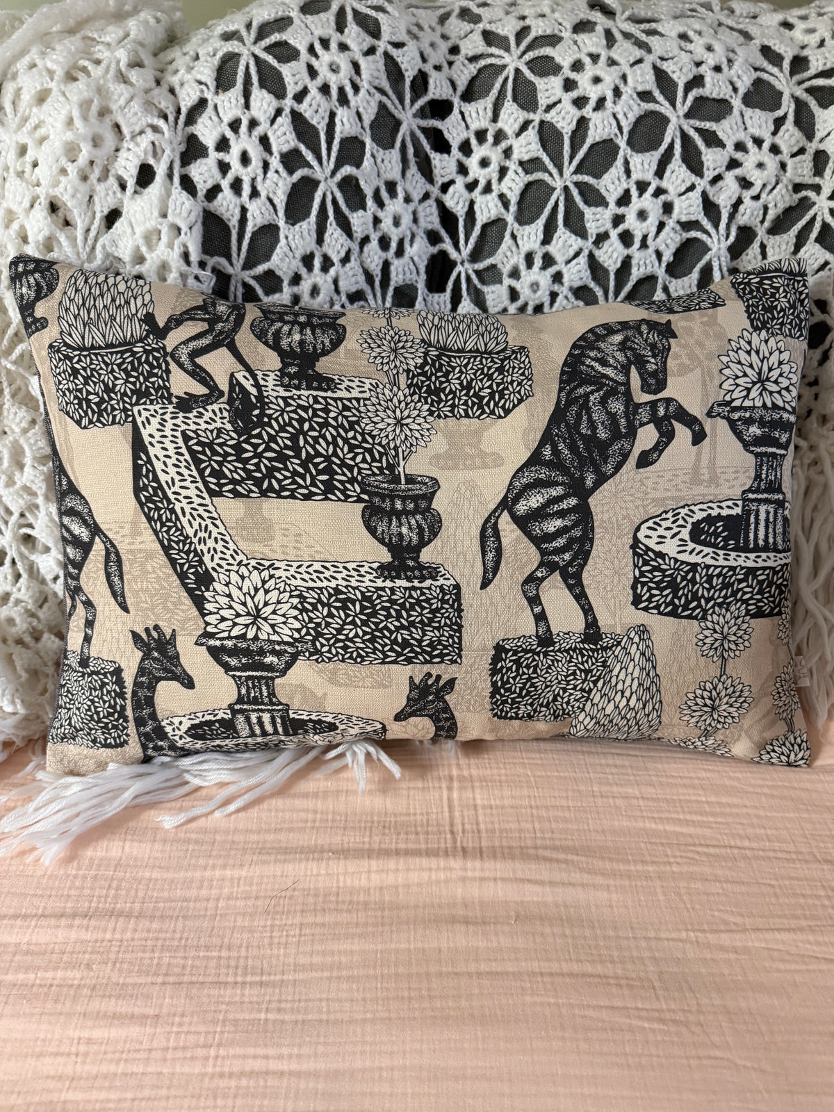 Coussin & sa housse "jardin équestre"