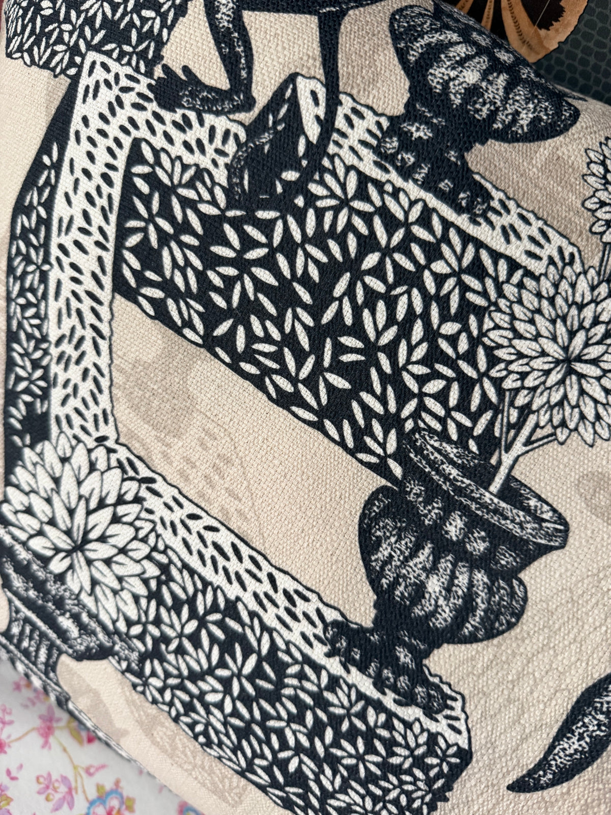Coussin & sa housse "jardin équestre"