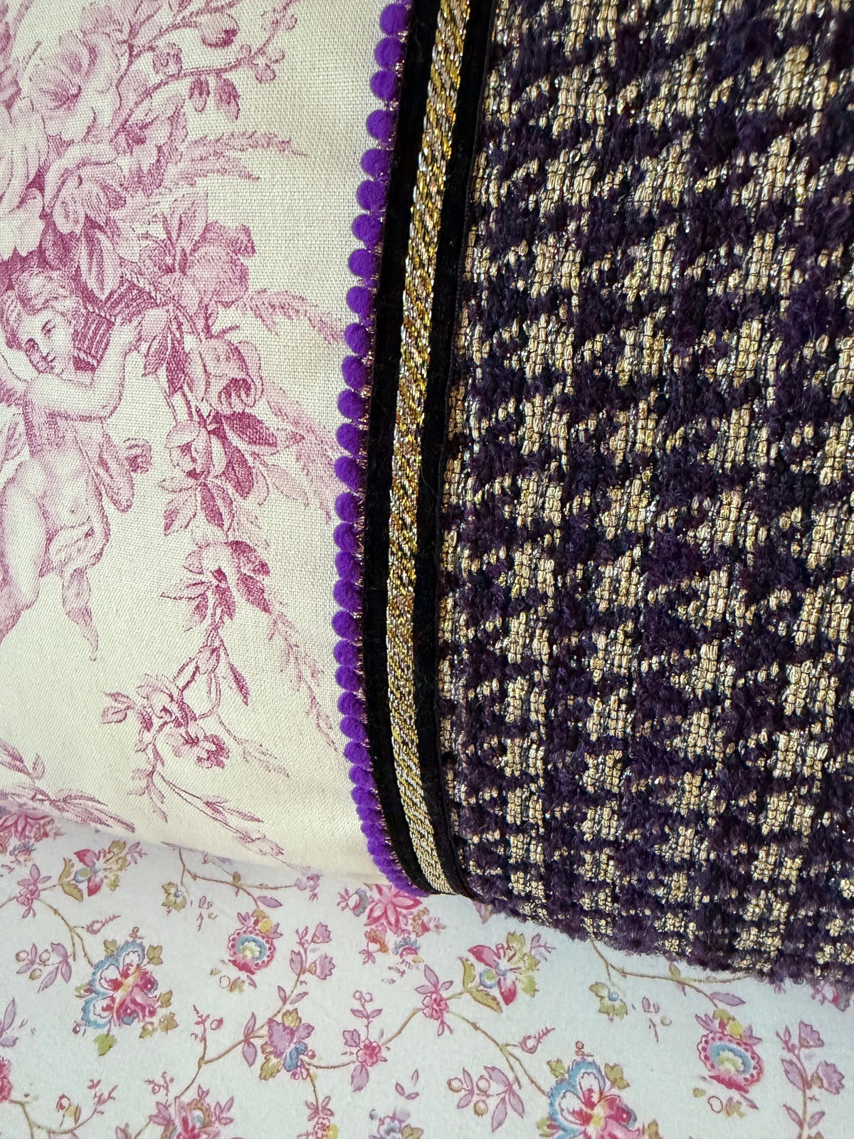 Housse de coussin « Toile de Jouy & Tweed précieux » – pièce unique ✨