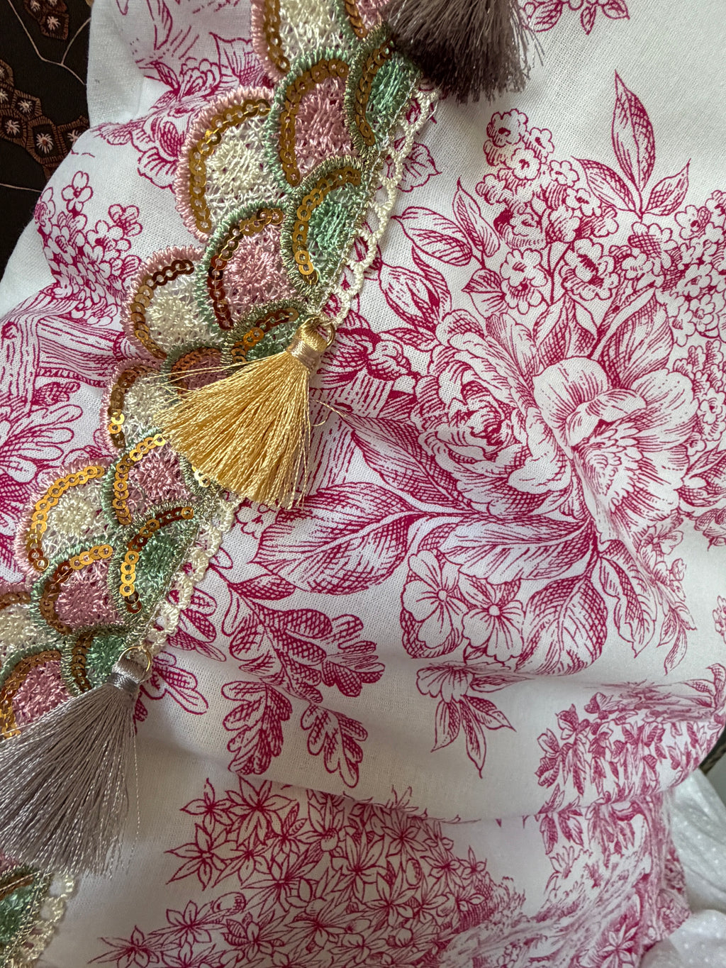 Housse de coussin "Jardin de Jouy" - Piece unique