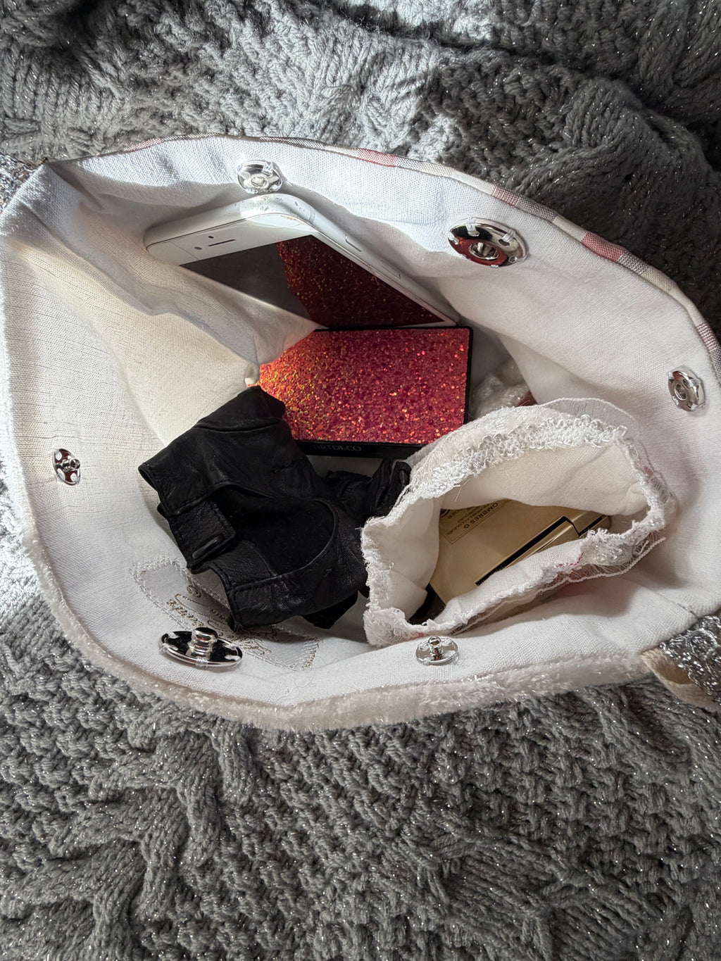 Sac couture « Éclat d’Argent » – double face, pièce unique