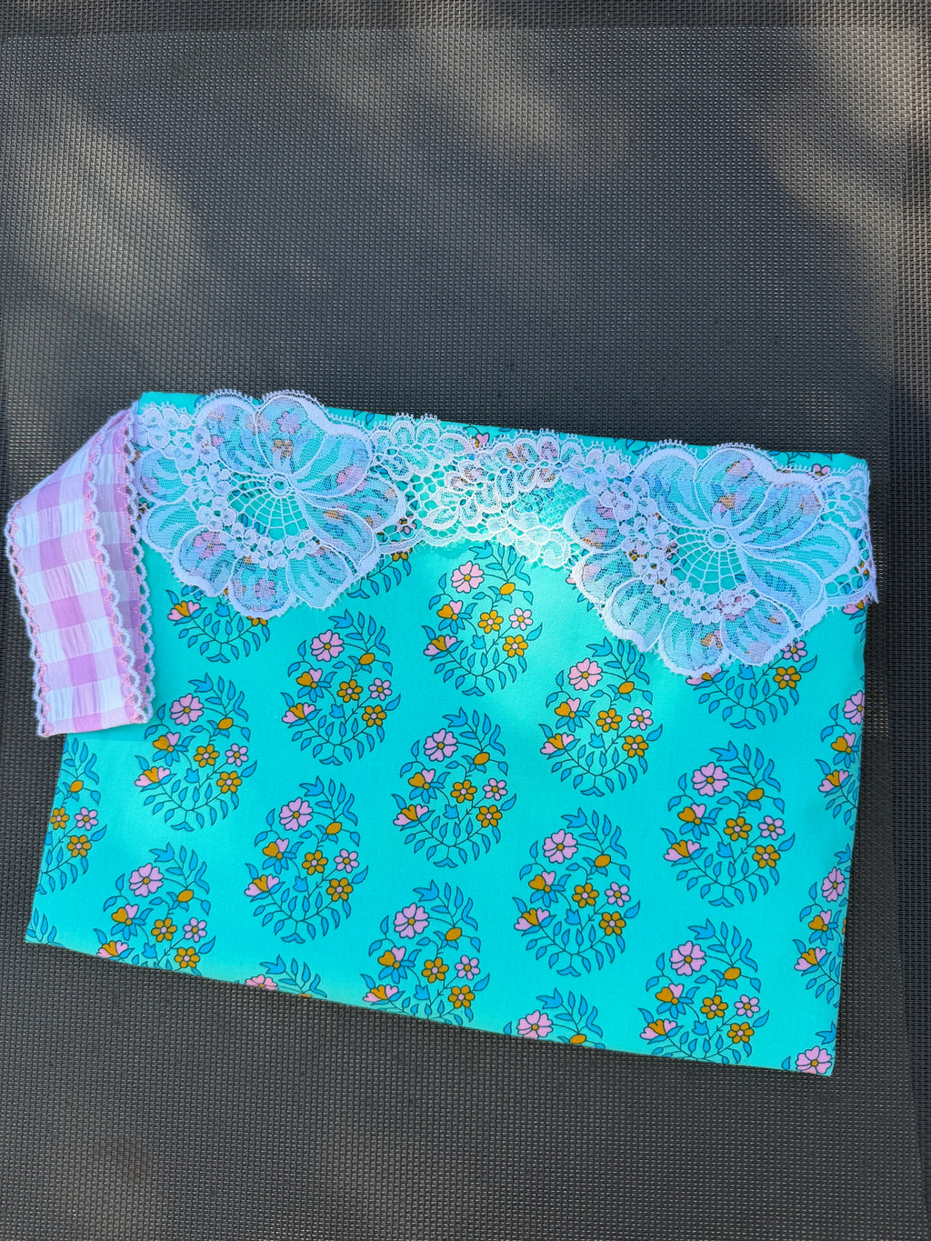 Grande pochette "Jardin turquoise"