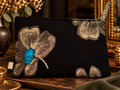 Pochette précieuse – noir, or & bleu turquoise ✨