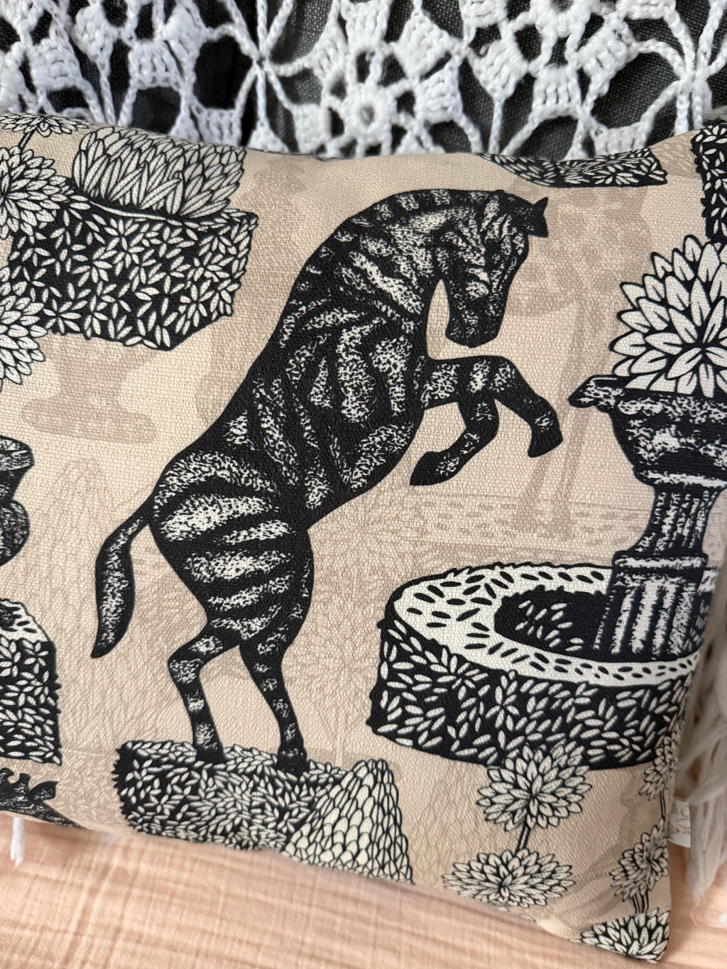 Coussin & sa housse "jardin équestre"