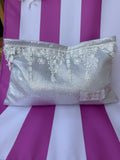 Pochette souple argentée & dentelle bl