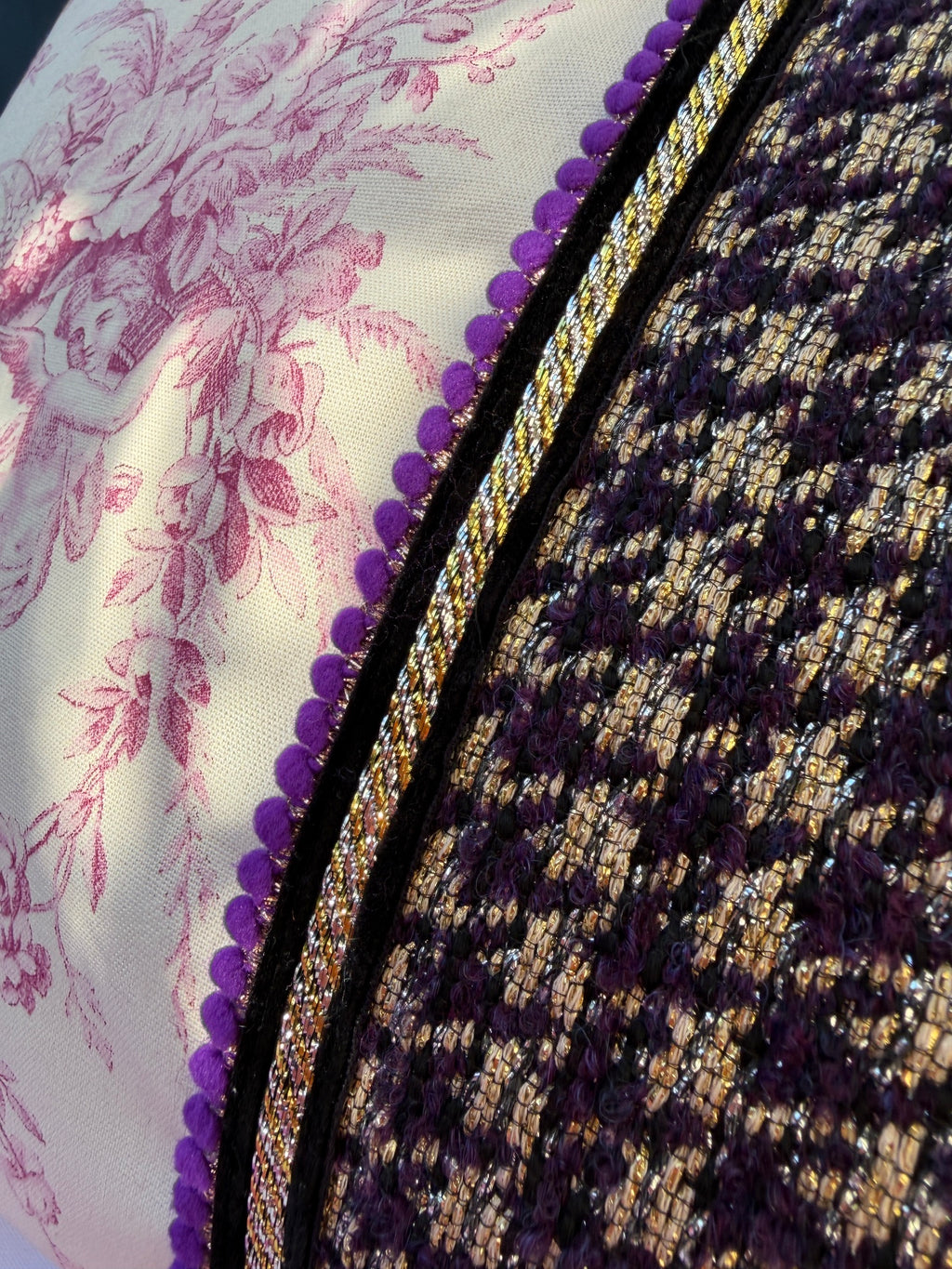 Housse de coussin « Toile de Jouy & Tweed précieux » – pièce unique ✨