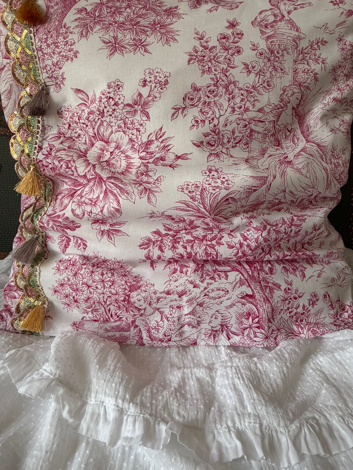 Housse de coussin "Jardin de Jouy" - Piece unique