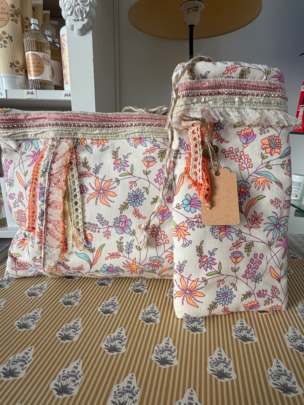 Duo pochette & emporte-parfum – tissu Petit Pan