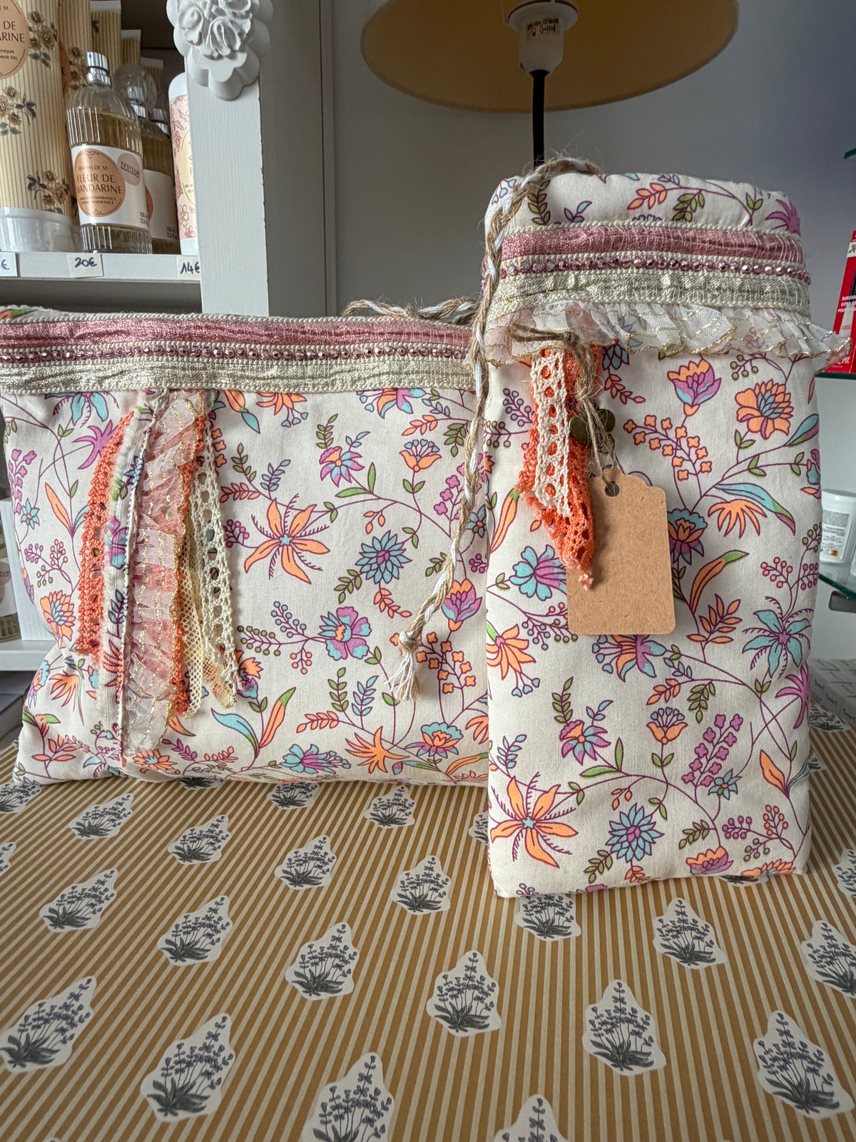 Duo pochette & emporte-parfum – tissu Petit Pan
