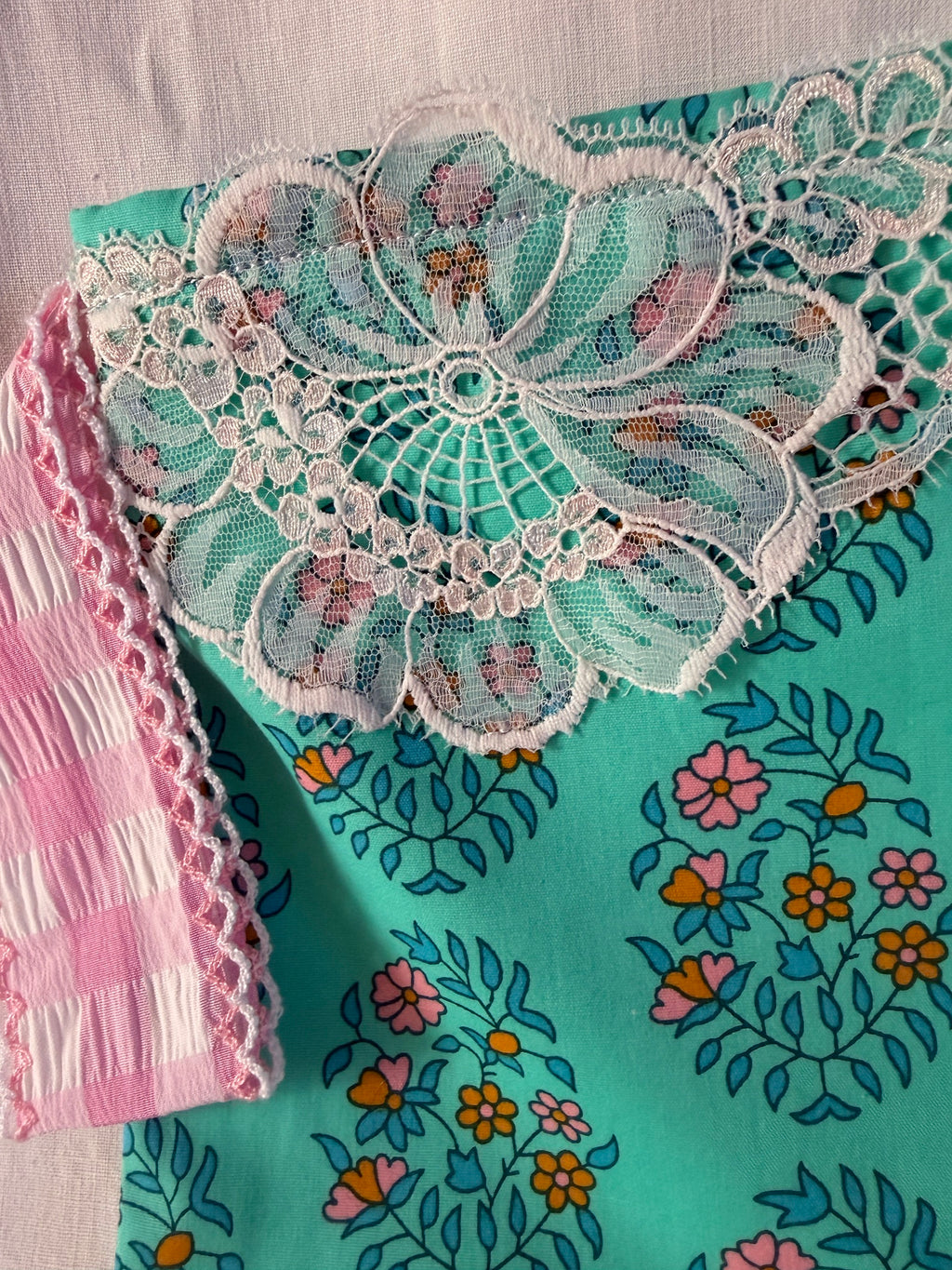 Grande pochette "Jardin turquoise"