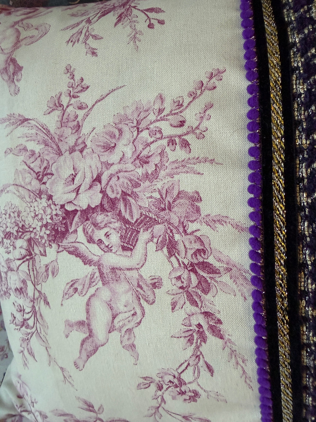 Housse de coussin « Toile de Jouy & Tweed précieux » – pièce unique ✨