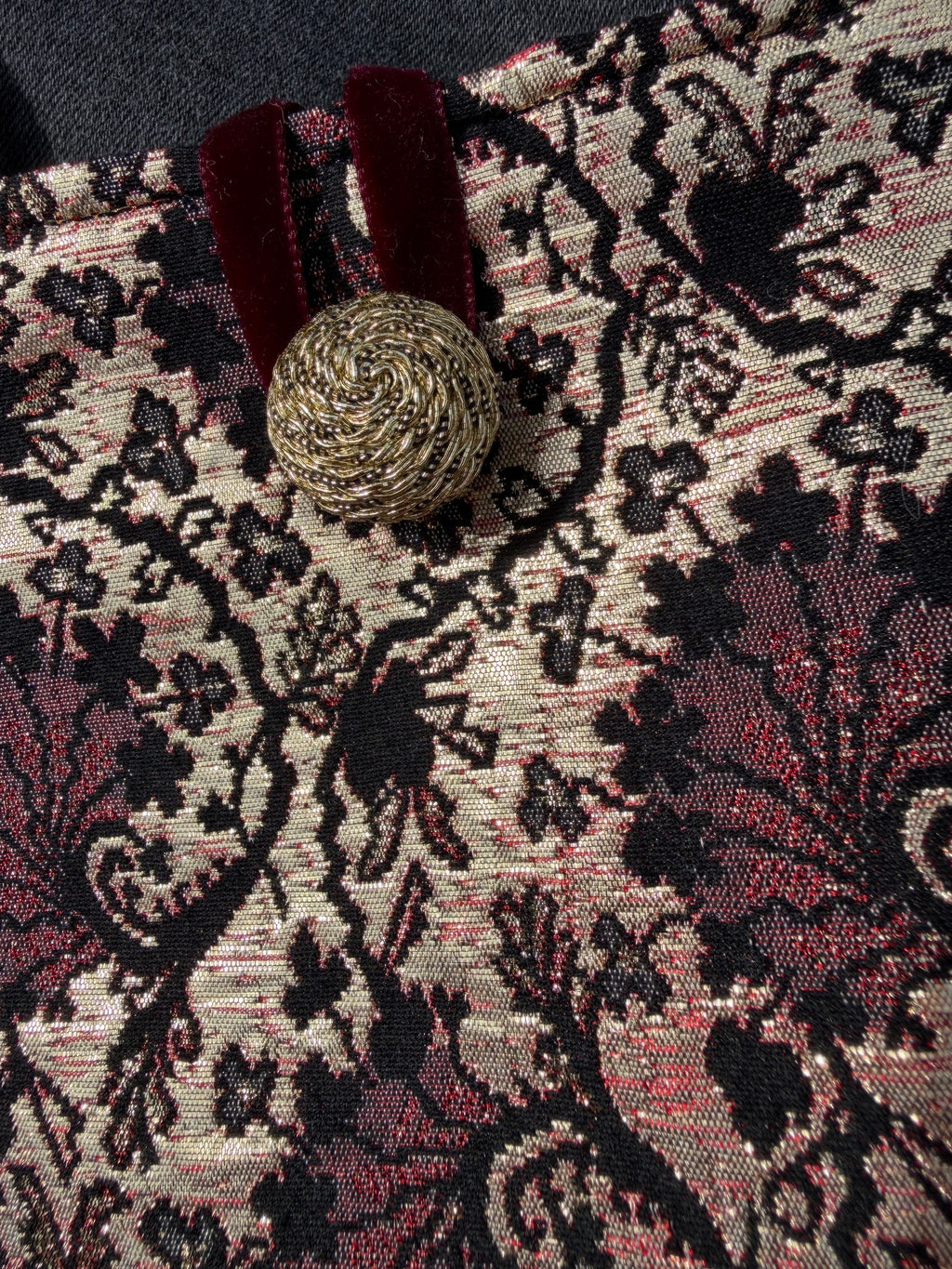 Mini-sac bandoulière en brocart - Bordeaux & Or ✨